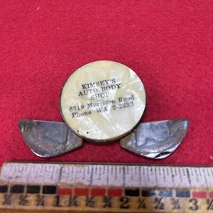 Vintage Ambassador Auto Body Shop Advertising Round 2 Blade Knife Cigar Cutter - Picture 1 of 6