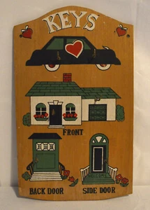 Targa gancio chiave in legno vintage - Foto 1 di 2