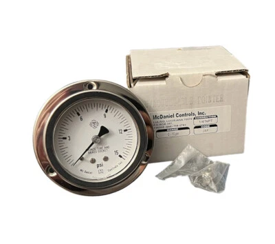 McDaniel Controls 0-15 psi Pressure Gauge 1/4” NPT Dial Size 2.5 inches New - Image 1 of 4