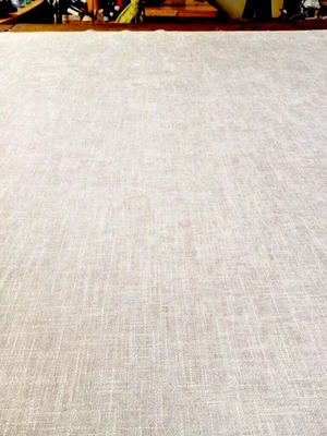 P Kauffman Creme "Mitchelle" Chenille Soft Textured Fabric Kiss Coat Latex Back - Image 1 of 3