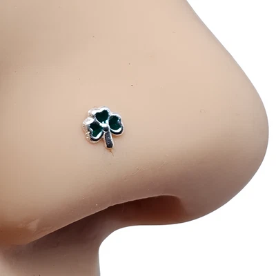 Esmalte de perno prisionero de nariz de trébol 22 g (0,6 mm) 925 joyería de e... - Imagen 1 de 4