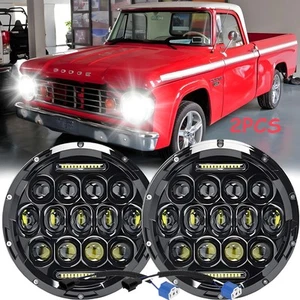 Fit Dodge D100 D200 D300 Pickup 7inch Round LED Headlights Hi/Lo Sealed Beam 2x - Bild 1 von 10