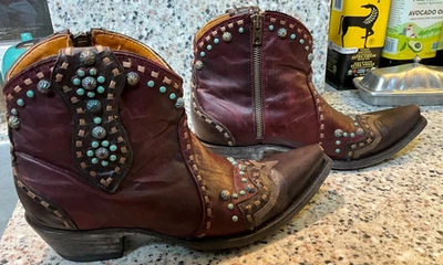 OLD GRINGO TALLA 8.5 B ROJO/MARRÓN CORTO PUNTA CORTA CREMALLERA LATERAL Foto 1 de 4