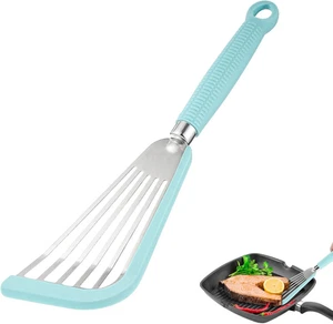Stainless Steel Fish Turner - 13 inch Silicone Edge Spatula for m, Blue - Picture 1 of 7