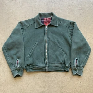 Vintage 50s 60s Green Dickies Whipcord Zip Up Work Jacket S - Picture 1 of 13