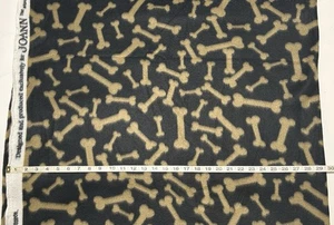 NEW Fleece fabric - Dog Bones on Black Background Last Piece 58” Wide  63” Long - Picture 1 of 3