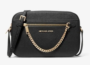 Bolso Bandolera Michael Kors Jet Set Grande Cuero Saffiano Negro - Imagen 1 de 6