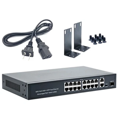 100Mbps 16+2+1 Port POE Switch IEEE802.3af/at Standard Network Camera Accessory - Image 1 of 4