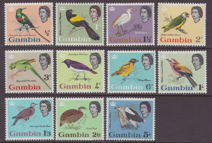 Gambia 175 to 185 mnh short set (BIRDS), Elizabeth II - Image 1 of 1