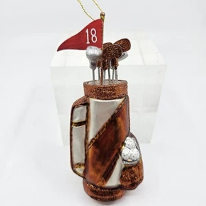 Kurt S. Adler Golftasche Glas Ornament Golfschläger 18 Flaggen, ohne Etikett. 5"H - Bild 1 von 3