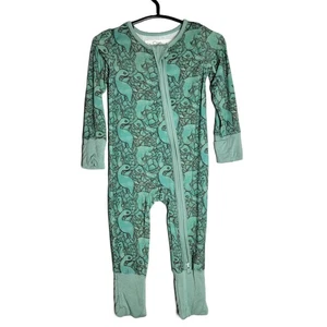 Newblette Attire Bamboo Lockness Monster Convertible Zip Romper 0-3m Pajamas - Picture 1 of 5