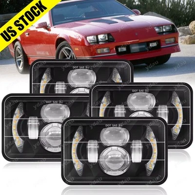 Faros LED 4x6" haz alto/bajo para Chevy Camaro 1982-1992 El Camino Caprice 4 piezas Foto 1 de 4