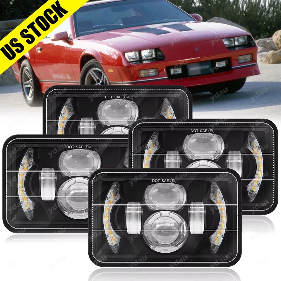 Faros LED 4x6" haz alto/bajo para Chevy Camaro 1982-1992 El Camino Caprice 4 piezas Foto 1 de 4