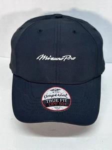 Mizuno Hat Cap Silver Script Hook and Loop Adjustable Black Imperial Golf. - Picture 1 of 7