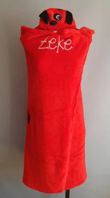 BNWT Cuddly Warm Red Minky Hooded Blanket Dog Puppy Personalised One Size - image 1 of 2