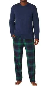 New Men's Cuddl Duds Cozy Relaxed Fit Navy Flannel Lodge 2 Pc Pajama Set L - Picture 1 of 2