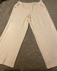 Cato Womens Peach Wide Leg Dress Pants 32” Inseam Long 20W Linen Blend Hi-rise - Picture 1 of 12