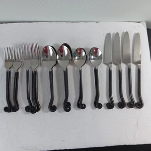 Set di 19 Piattaforme Gourmet Impostazioni "Treble Clef" Nero con Manico SS (Svc. 3+) - Foto 1 di 10