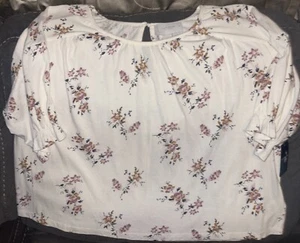 Lucky🍀Brand Women’s 3/4 Sleeve Cream Multi Floral Printed Top Sz Med $69.50 - Picture 1 of 18