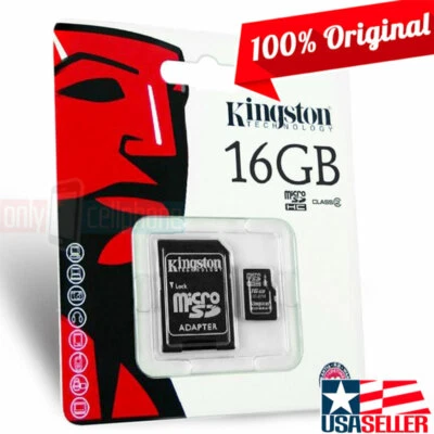 Kingston 16GB Memory Card MicroSD HC w/ SD Adapter for Go Pro HD Hero Camcorders - Image 1 of 4