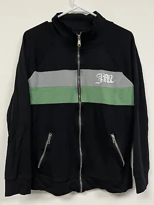 Juicy Couture Sweatshirt Fleece Full Zip Womens Size XL Green Black Y2K Logo • 19.88€