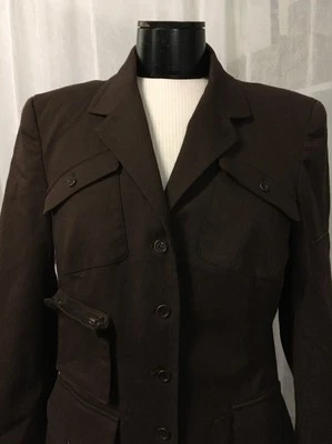 Blazer para mujer Worth New York marrón 6 bolsillos safari talla 10 nuevo sin etiquetas $380 Foto 1 de 4