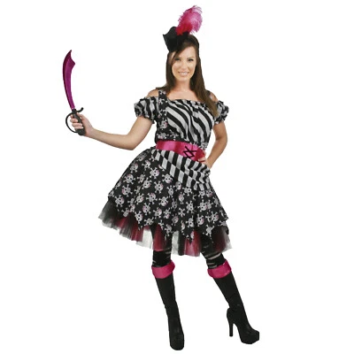 Adult Women's Abby The Pirate Maiden Halloween Costume Skull Dress Headband - Image 1 of 2