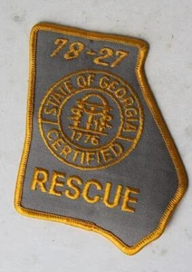 State of Georgia Certified Rescue State Shaped Yellow Gray Sew On Patch Vintage - Picture 1 of 1