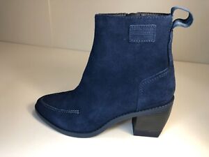 G STAR RAW WOMENS LADIES SHOE ALMOND TOE ZIP BOOTS SUEDE LEATHER BLUE 38 7 7.5