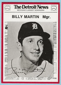 1981 Detroit News Boys Of Summer 100th Anniversary #67 Billy Martin TIGERS NMMT - Foto 1 di 2