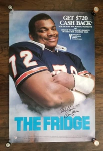 William Perry 1985 Chicago Bears Pontiac RARE signed Poster THE FRIDGE - Picture 1 of 4