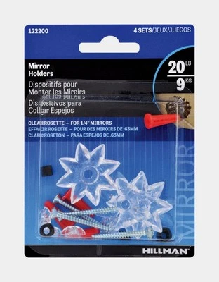 Hillman 1lb Clear Plastic Heavy Duty Wall Mirror Rosette Holder Anchor 122200 - Image 1 of 2