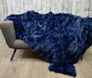 Luxury blue fox fur blanket throw. Real fur blanket - Picture 1 of 3
