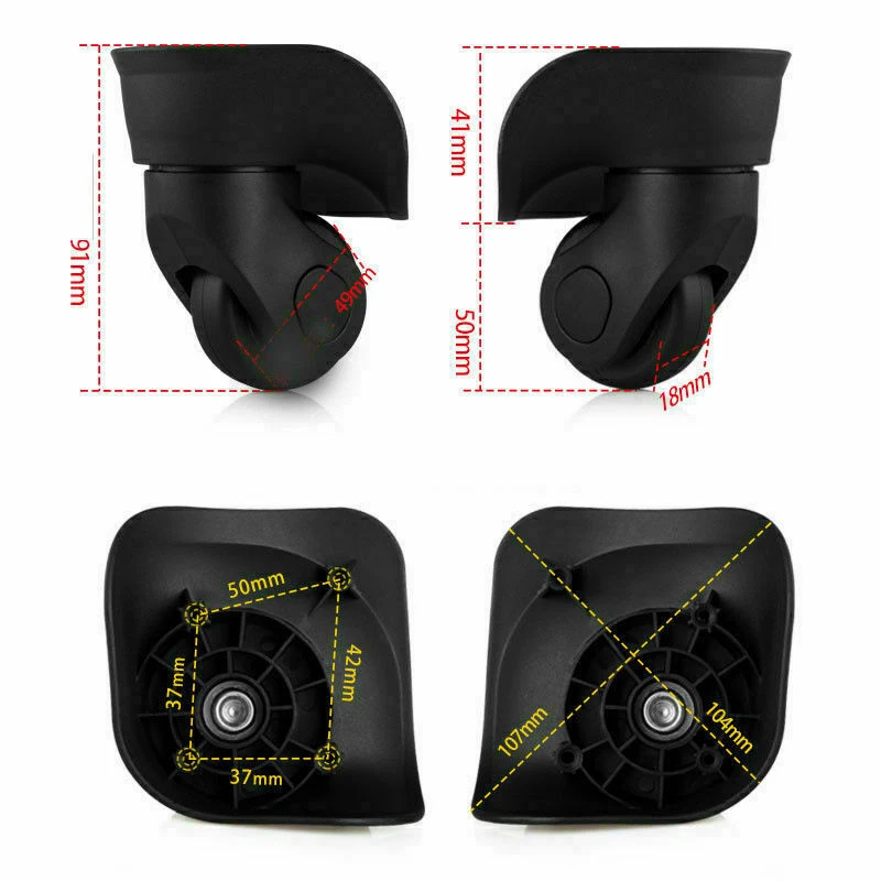 2PC Luggage Universal Swivel Caster Wheel Suitcase Replacement 360°Spinner Wheel - Image 1 of 4