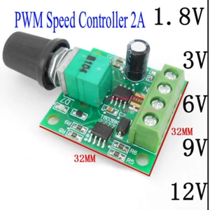 DC Motor 1.8V 3V 5V 6V 12V PWM Speed Controller 2A Potentiometer Knob Switch  - Picture 1 of 6