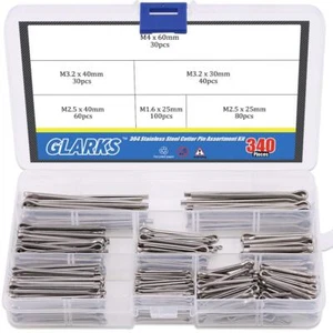 340-Pieces 6 Sizes 304 Stainless Steel Cotter Pin Clip Assortment Kit - Picture 1 of 7