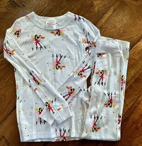 HANNA ANDERSSON SKATING PRINCESS LONG JOHN WHITE PAJAMA SET GIRL SZ 8 EU 130 EUC - Picture 1 of 3