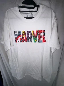 Marvel Multi-Character Logo T-Shirt, White, Size L, NWOT - Picture 1 of 3