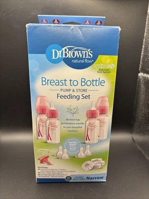 Dr. Browns Options Juego de biberones de flujo lento para pecho a biberón anticolico 4 oz rosa Foto 1 de 4