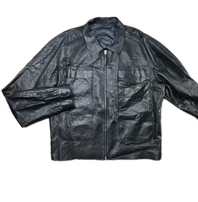 Chaqueta de cuero Fendi NAPPA para mujer talla 52 (US 2XL) - negra delgada sin forro cremallera Foto 1 de 4