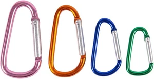 Blackspur 4pc Aluminium Carabiner Clips – Multi-Colour Keychain Spring Links - Picture 1 of 8