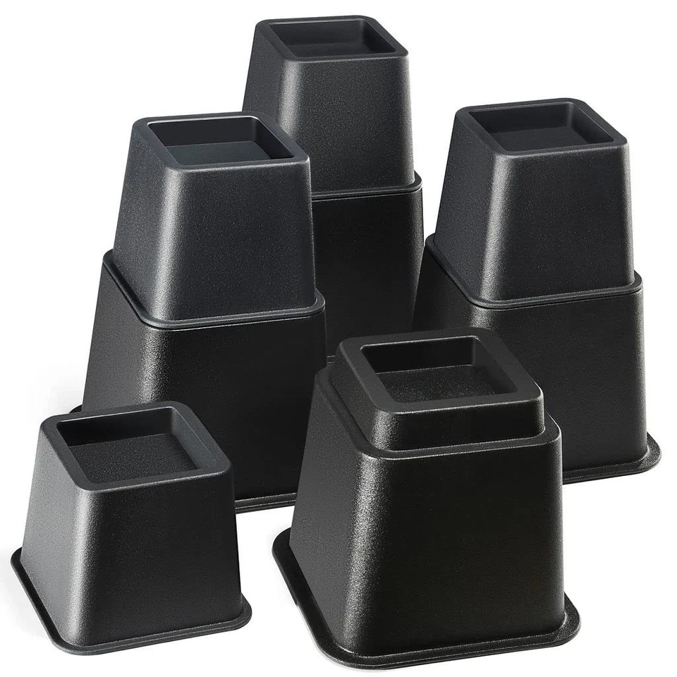 Home-it Adjustable Bed Risers for Furniture - Black
