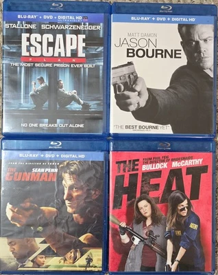 4 Blu-Ray Movies - the Heat, Jason Bourne, Escape Plan, the Gunman - Image 1 of 2