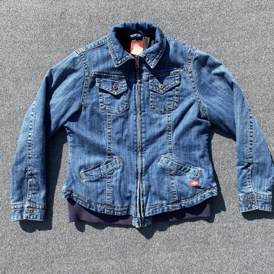 Vintage  Dickies Blue Denim Insulated Jacket size  M Blue bomber Punk Biker 90s - Image 1 of 4