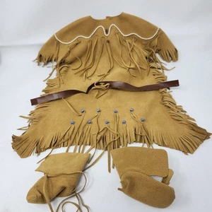 American Girl Doll Kaya Deerskin Meet Outfit Dress Belt and Moccasins 2008 - Picture 1 of 14