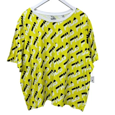 Camiseta de tênis FILA plus size 3X manga curta logotipo amarelo roupa esportiva feminina nova com etiquetas - Imagem 1 de 4