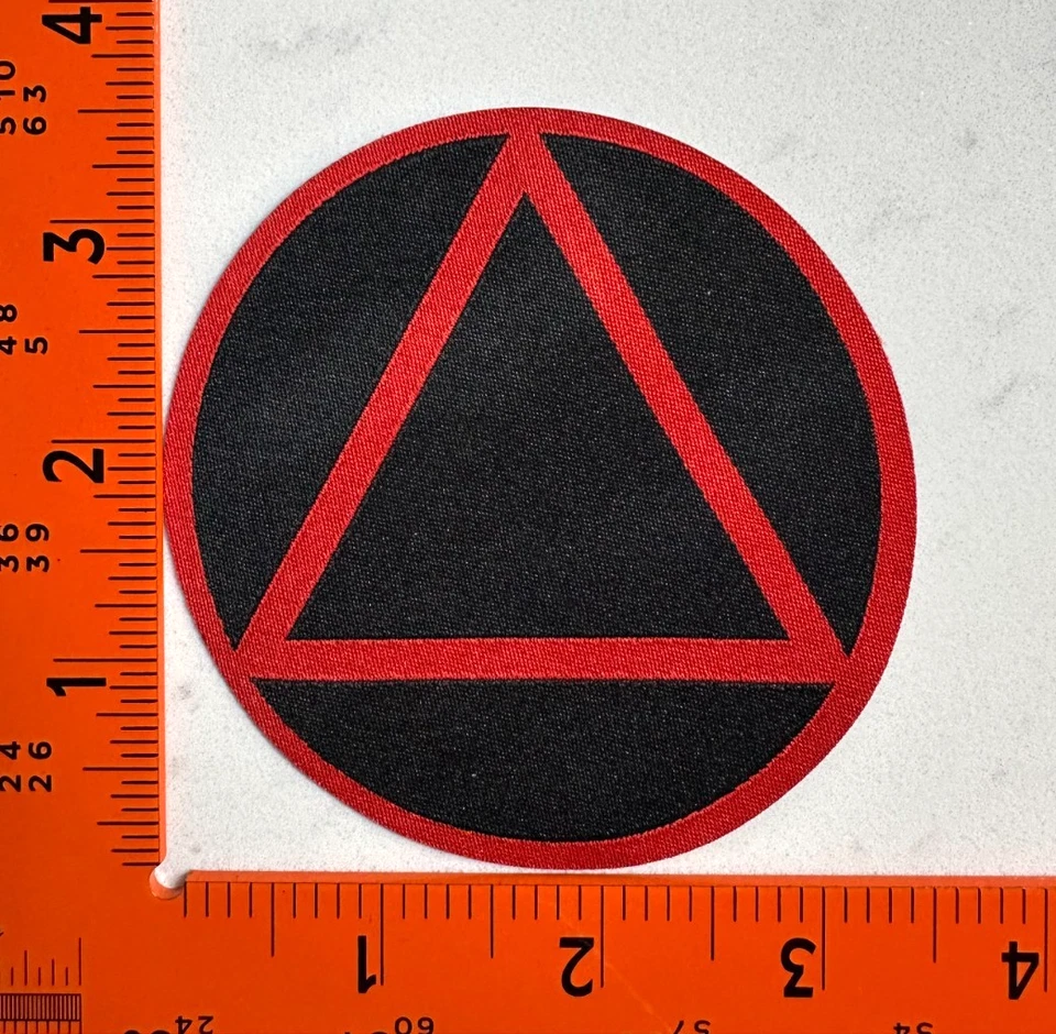 Alcoholics Anonymous “AA Sobriety” Iron-On Patch – Black & Red - Image 1 of 1