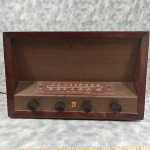 Vintage 1950s Airline Wooden AM/FM Tube Radio 4-Knob 16x9x10 Tabletop - Picture 1 of 8