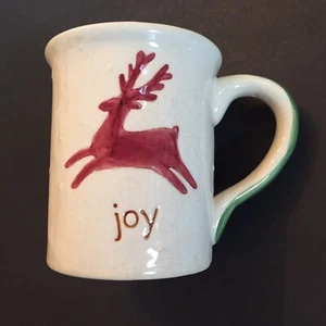 Christmas Joy Rentier Kaffeebecher cremeweiß rot grün 5 Zoll groß Übergröße - Bild 1 von 9