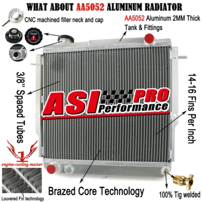 4 Row Aluminum Radiator For 1986-1992 87 1990 Jeep Comanche Wagoneer 2.5L 2.8 V6 - Image 1 of 4